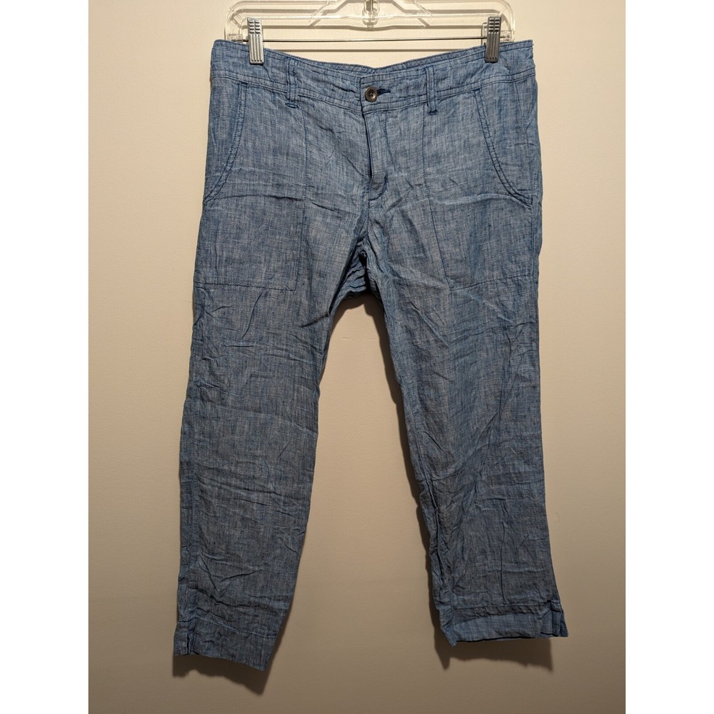 TOAD & CO Horny Toad‎ Linen Lithe Capri Pants Blue Women's Size 6